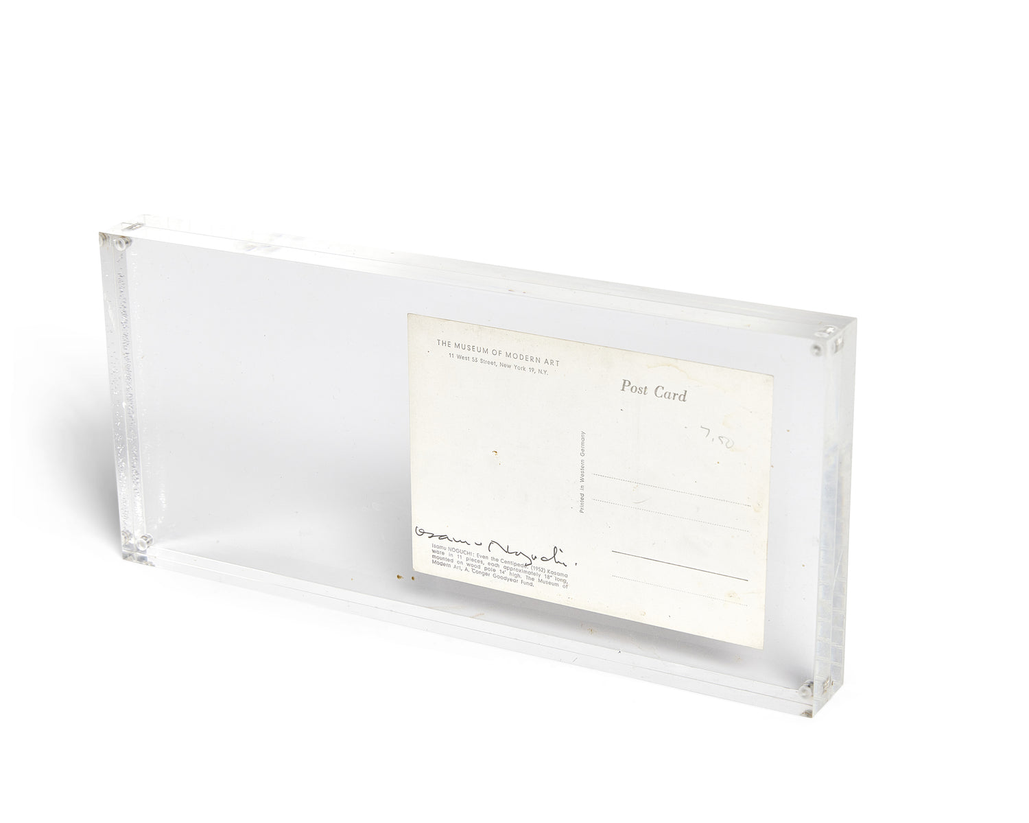 SIgned Isamu Noguchi "Even The Centipede" Postcard