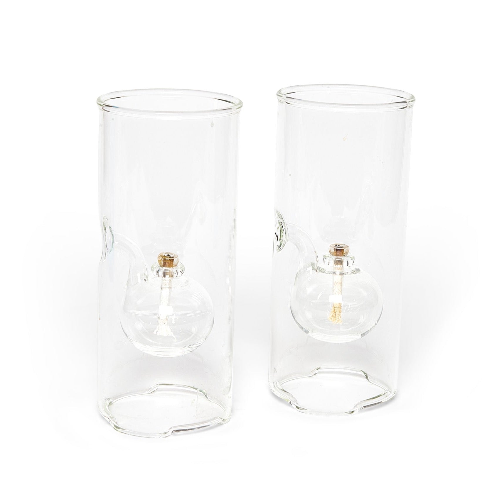 Pair of Danish Hand Blown Glass Oil Lanterns