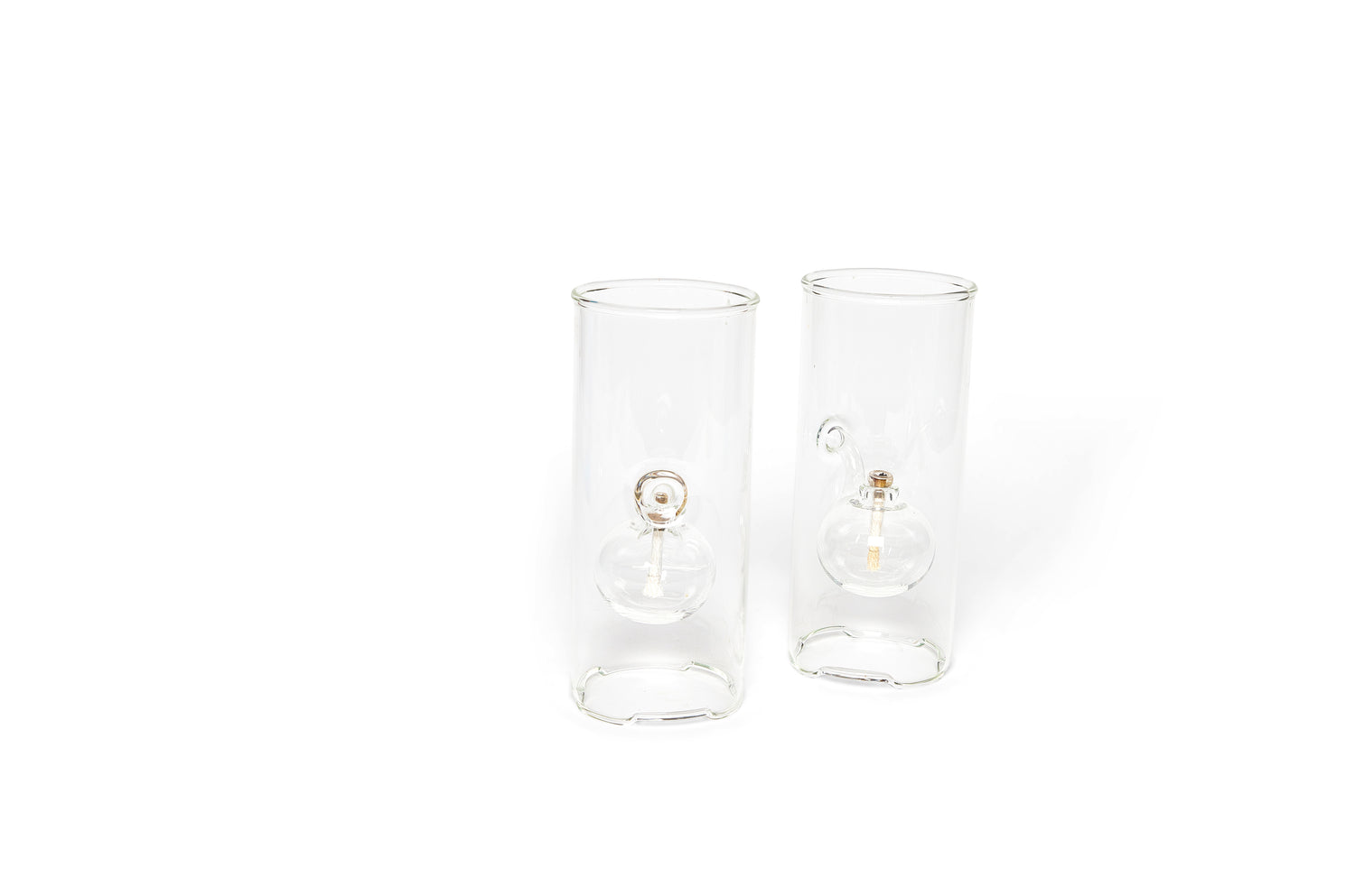 Pair of Danish Hand Blown Glass Oil Lanterns