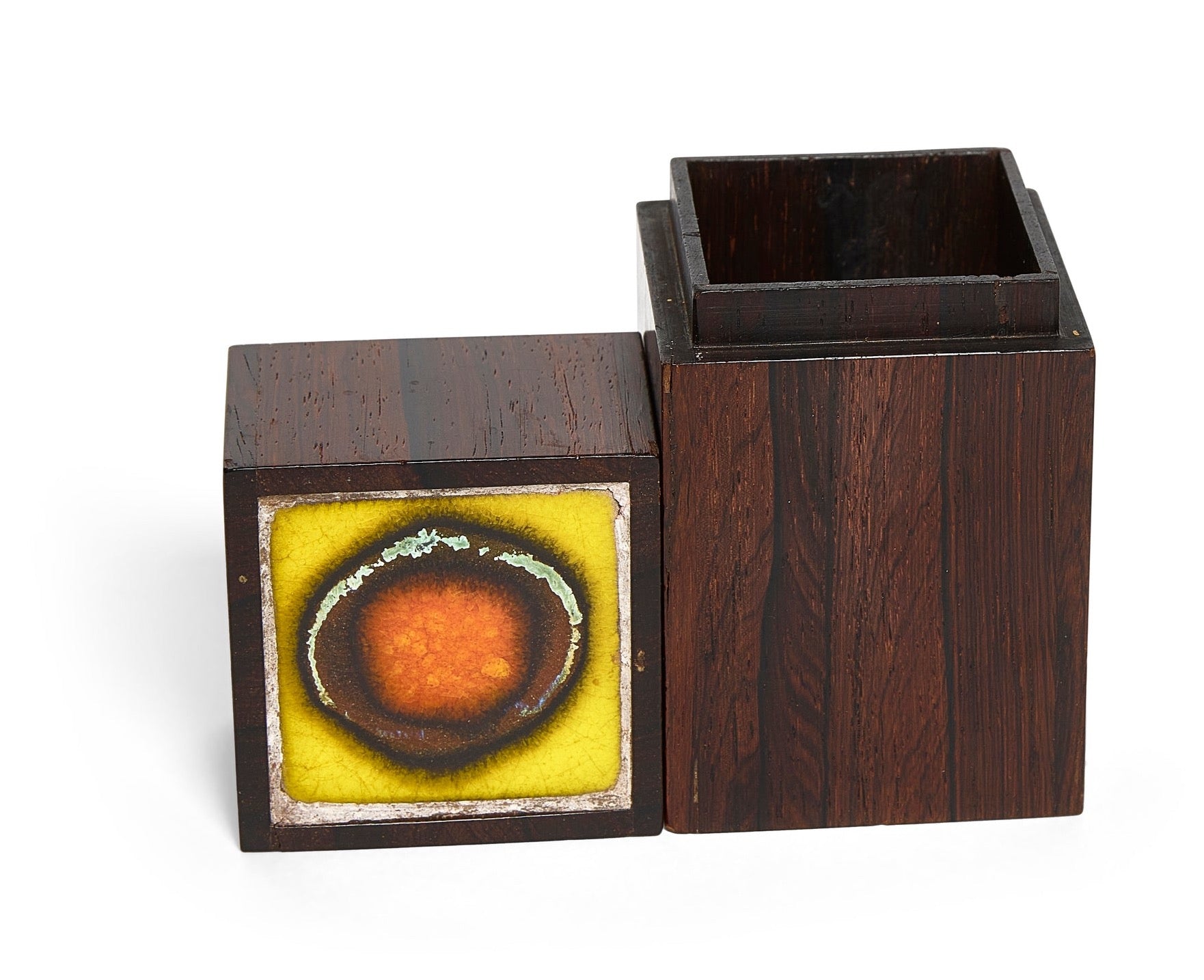 An enamelled Brazilian Rosewood Lidded Box by Klitgaard