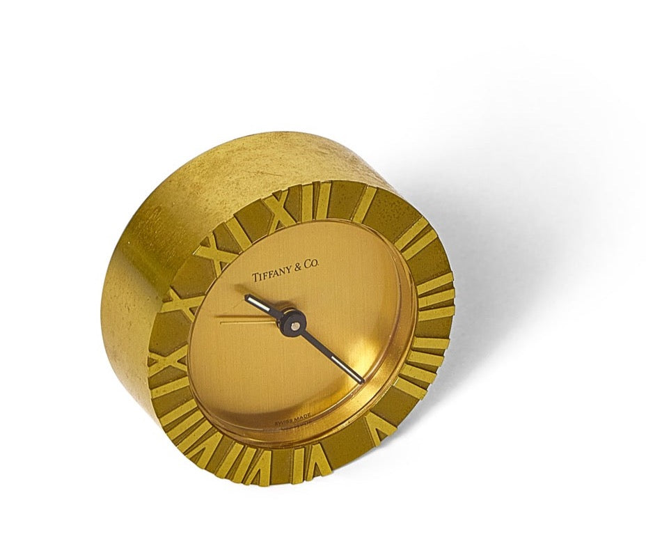 A Solid Brass Table Clock by Tiffany And Co.