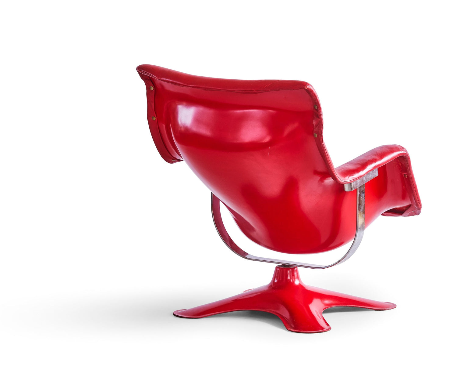A Rare Red on Red Leather Yjro Kukappuro "Kareselli" Chair