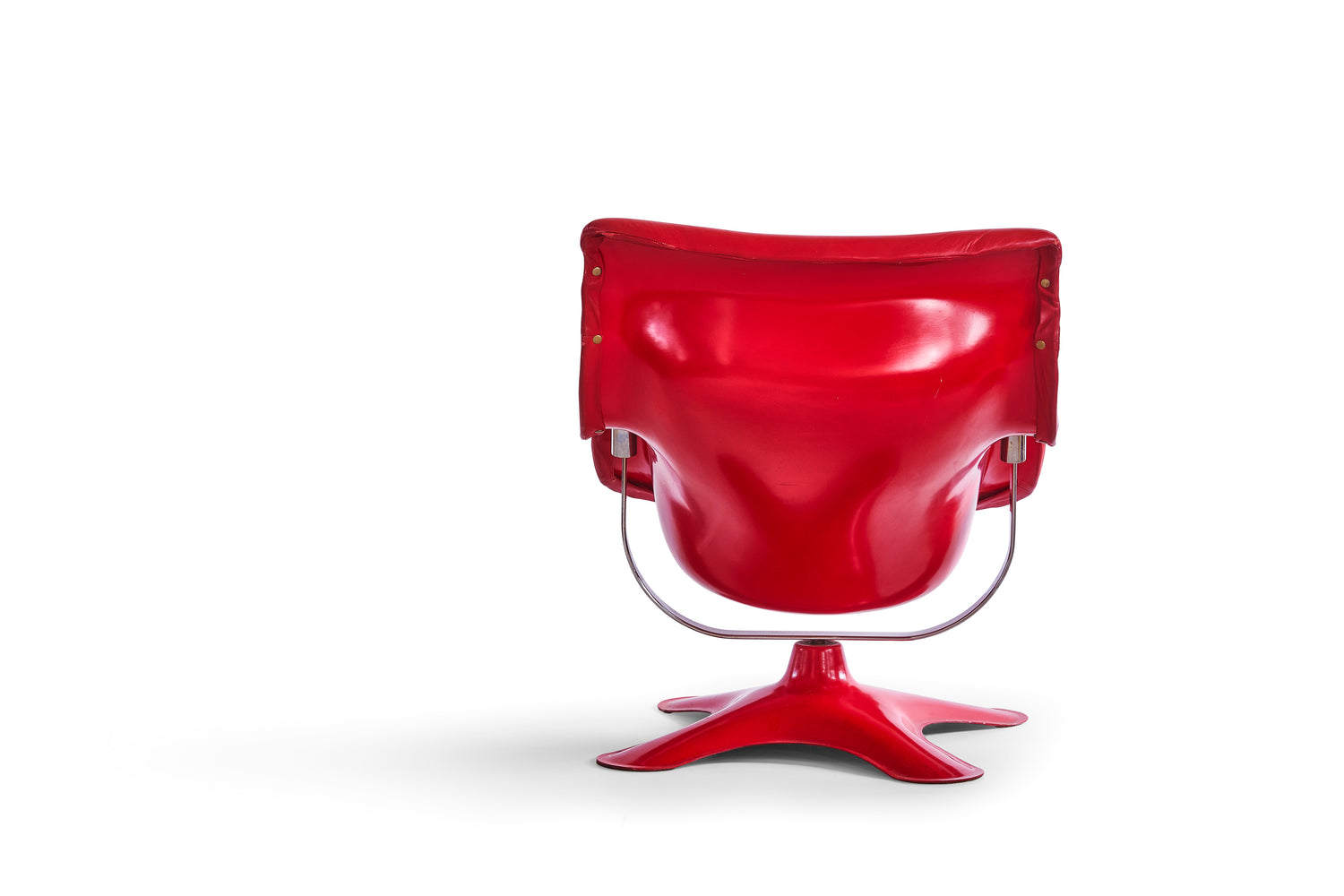 A Rare Red on Red Leather Yjro Kukappuro "Kareselli" Chair