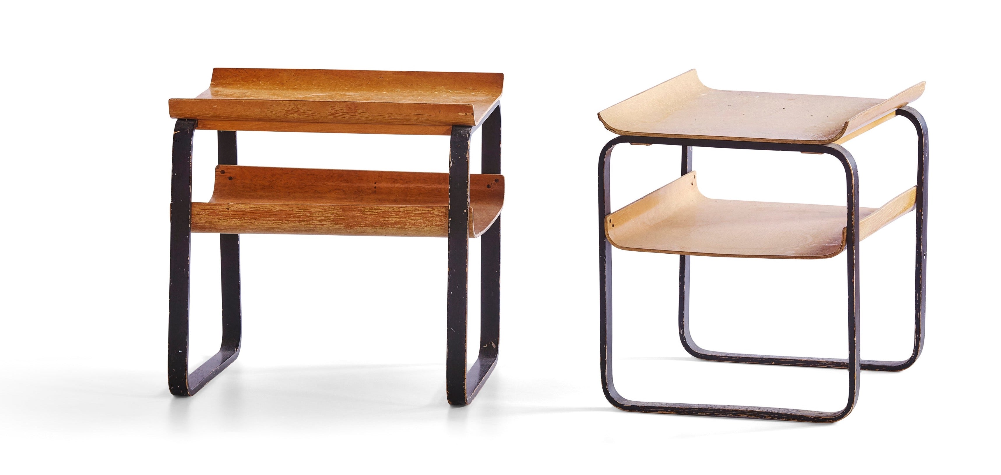 Pair of Early Alvar Aalto Model 75 Two-Tiered Side Tables in Maple