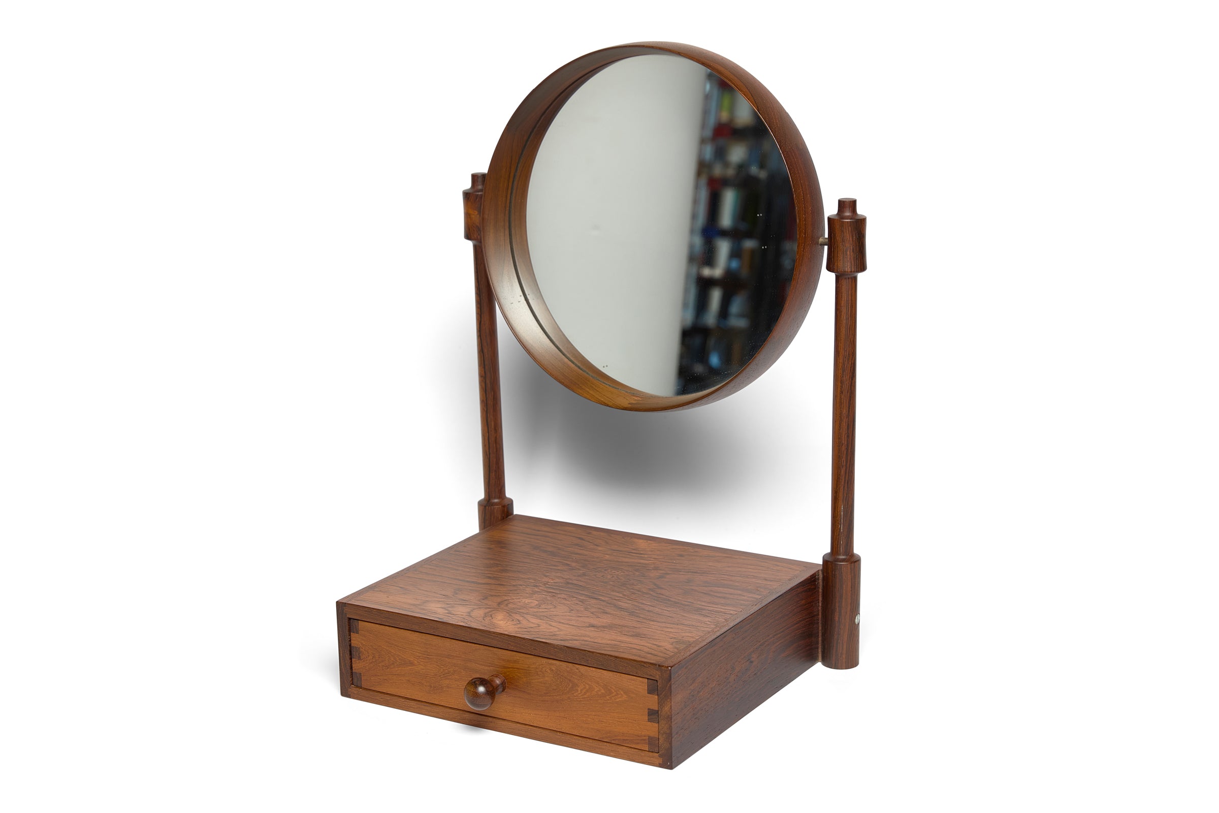 Adjustable Swivelling Rosewood Mirror and Cabinet by Jørgen Gammelgaard