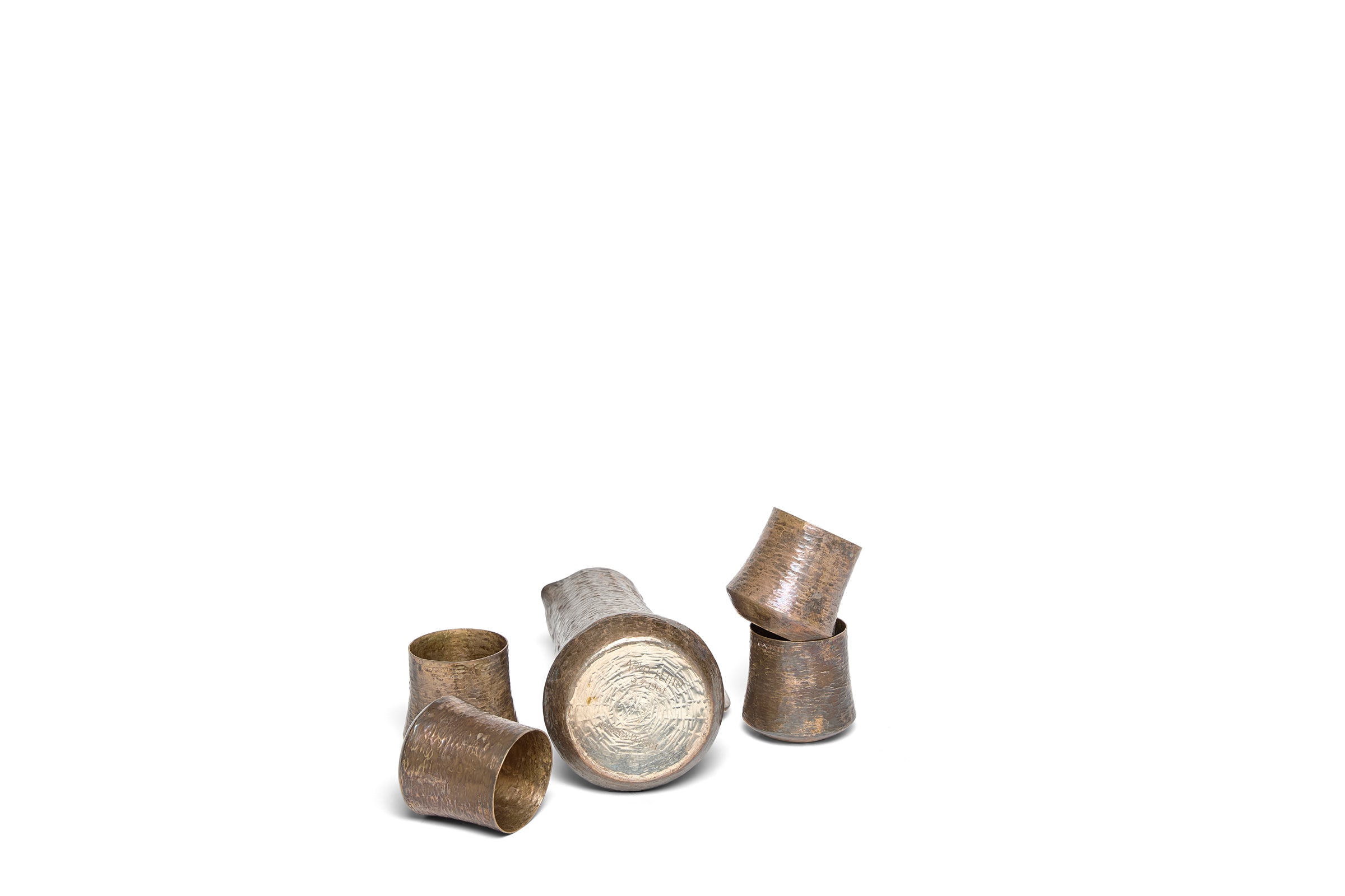 Hand-Hammered Solid Silver Pitcher Set By Wirkkala