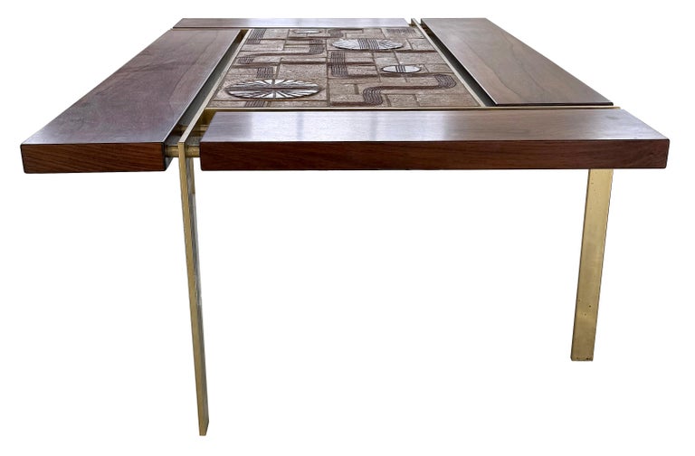 Svend Aage Jessen Tile Top Coffee Table in Rosewood and Brass