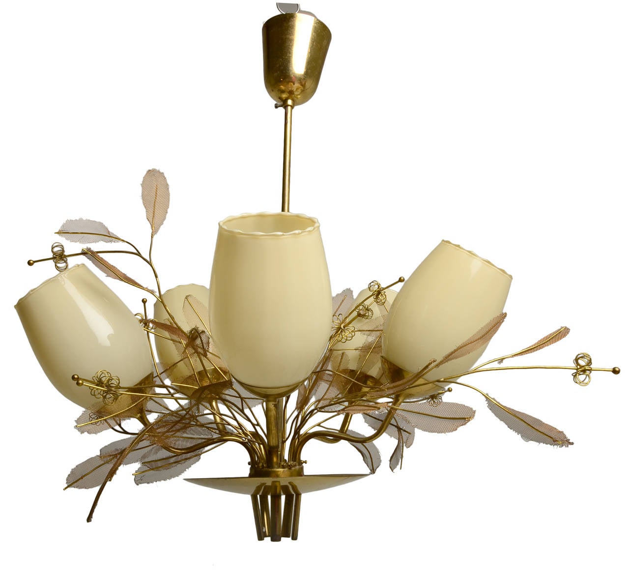 Paavo Tynell Five-Arm Chandelier with Florals