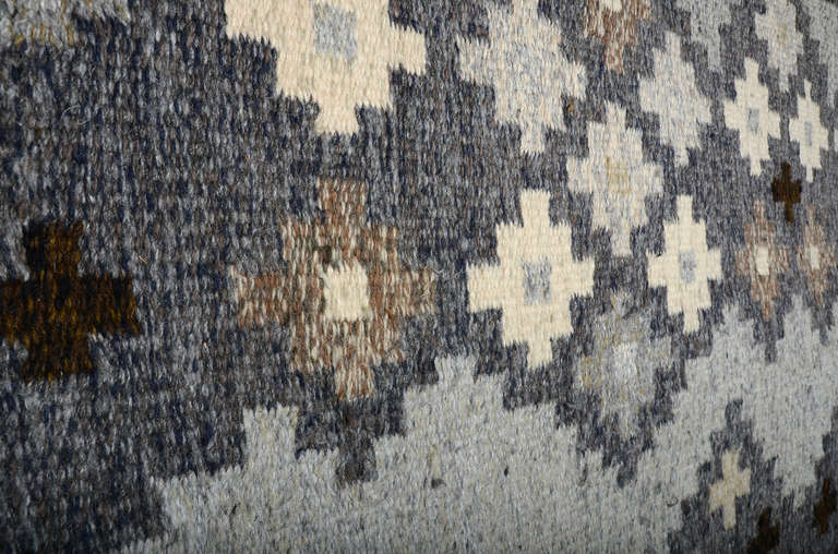 Vintage Geometric Swedish Flat Weave Carpet