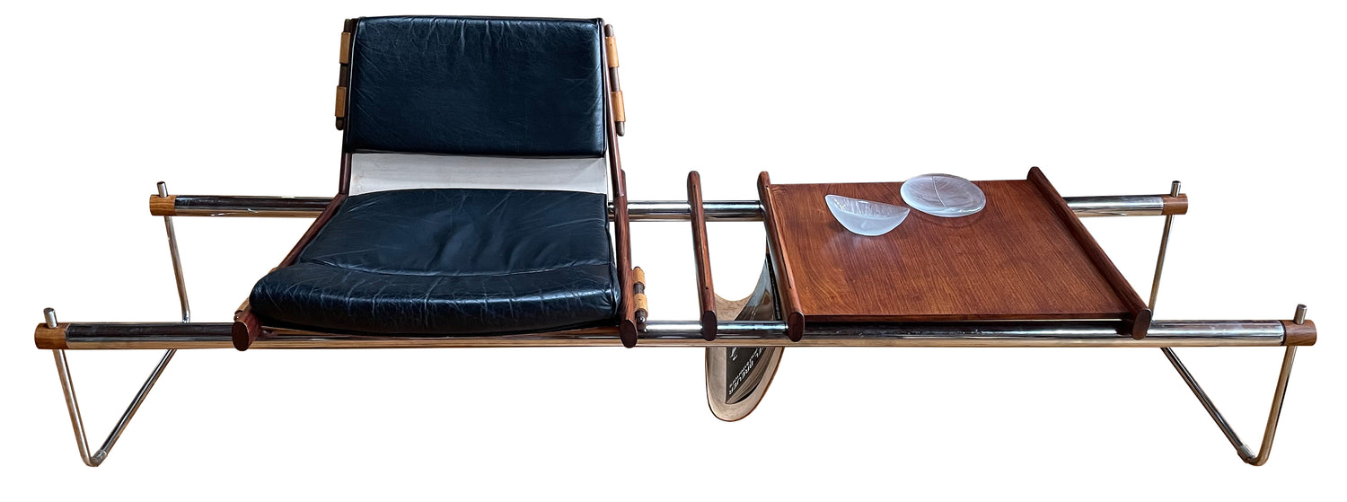 Rare Percival Lafer MP-123 Modular Bench in Brazilian Rosewood and Steel