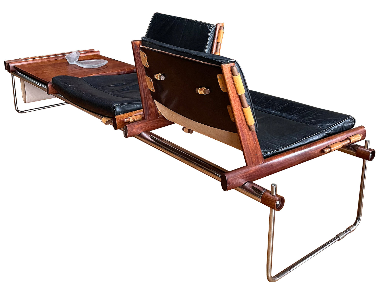 Rare Percival Lafer MP-123 Modular Bench in Brazilian Rosewood and Steel