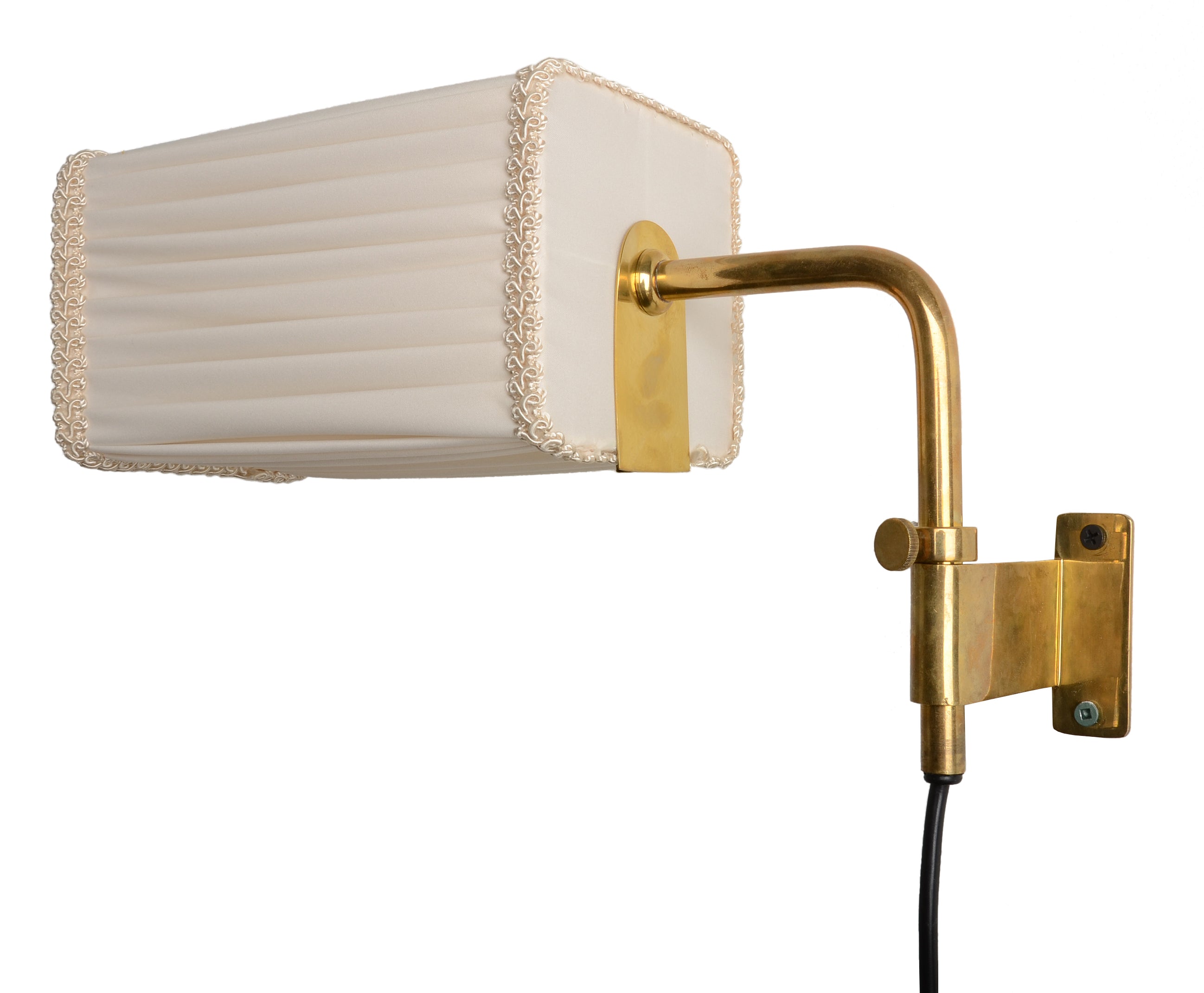 Paavo Tynell Silk Shade Wall Sconce in Solid Brass