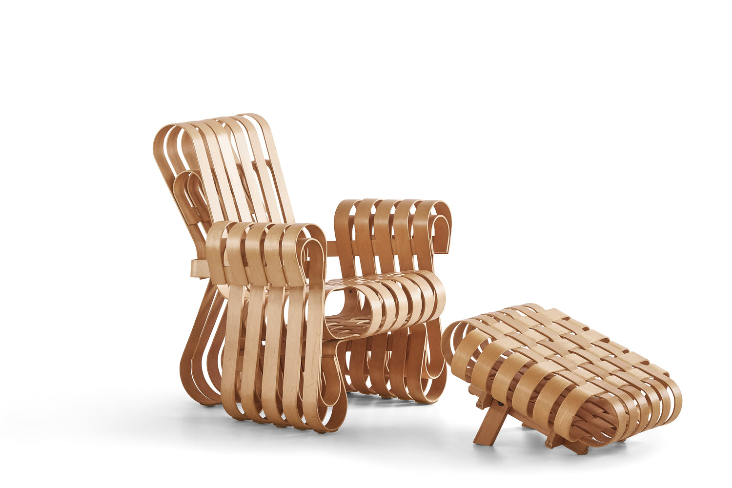 Frank Gehry Power Play Club Chair with Off Side Ottoman for Knoll