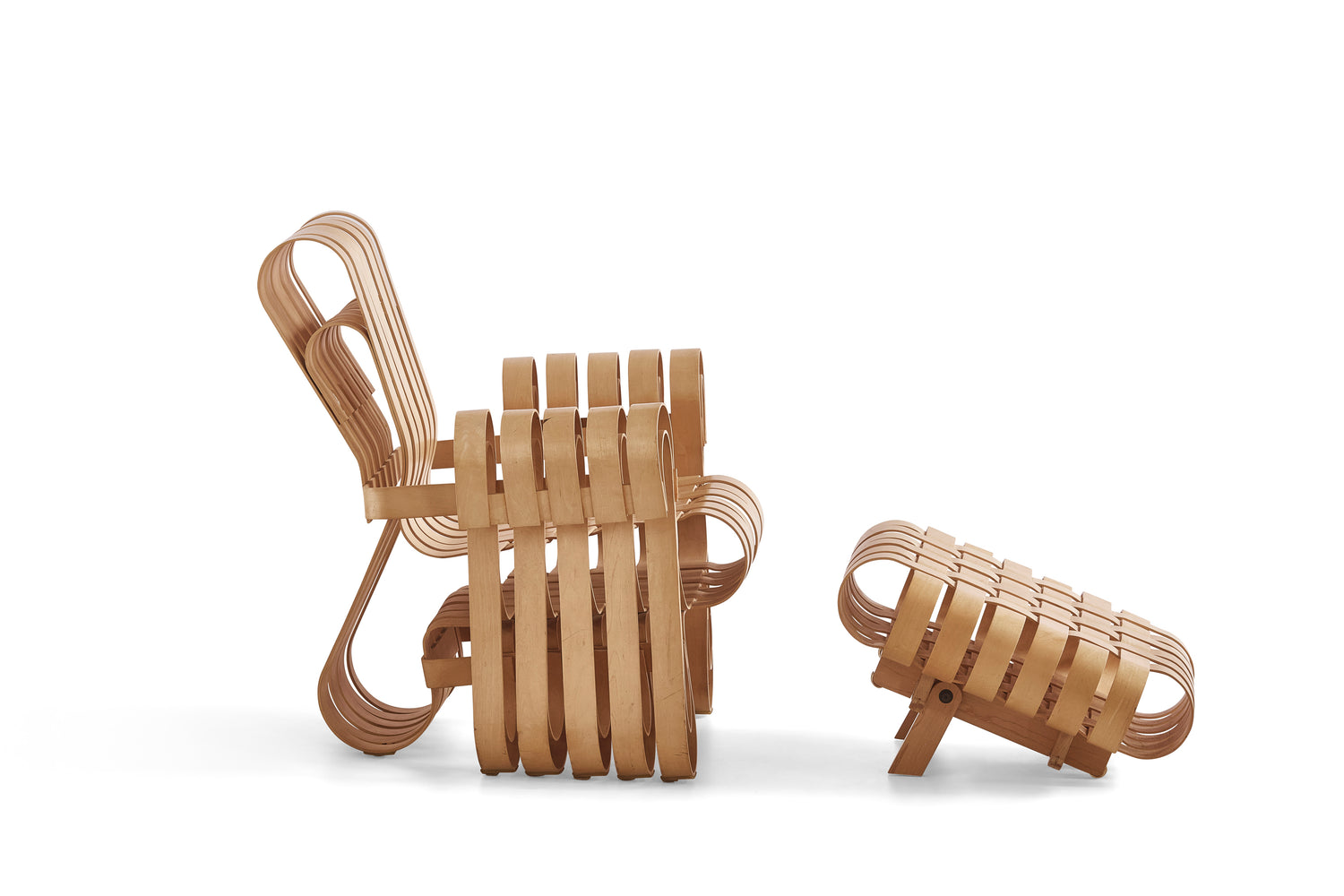 Frank Gehry Power Play Club Chair with Off Side Ottoman for Knoll