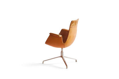 Cognac Leather Swivel &quot;Bird&quot; Armchair by Jørgen Kastholm &amp; Preben Fabricius
