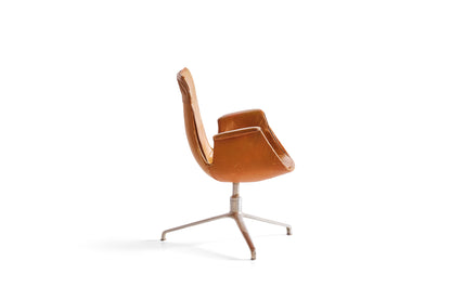 Cognac Leather Swivel &quot;Bird&quot; Armchair by Jørgen Kastholm &amp; Preben Fabricius