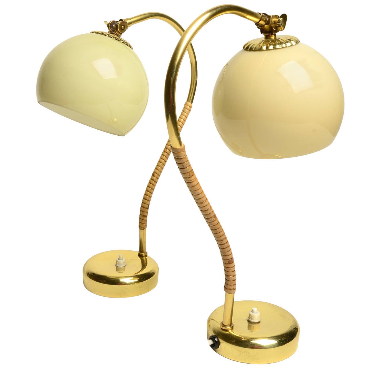 Pair of Early Paavo Tynell Brass Table Lamps
