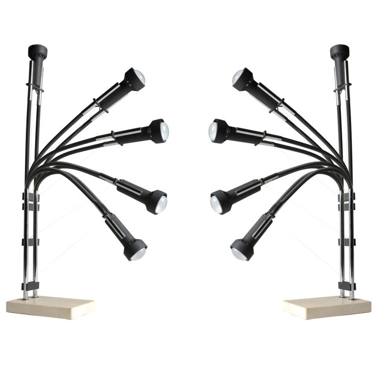 Rare Pair of Articulating Arredoluce Table Lamps